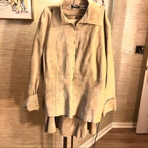 STUNNING 2pc Suede Camel Jacket and Midi Skirt